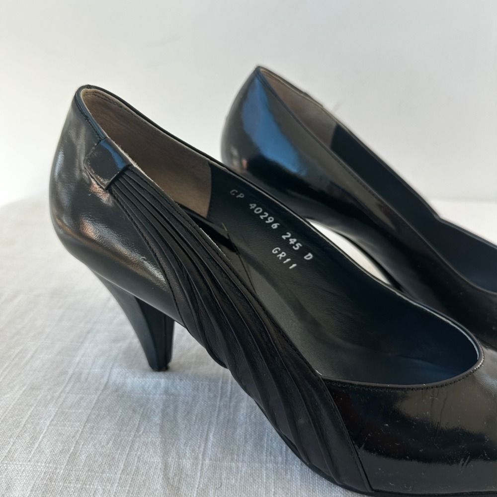 Pierre Cardin Vintage Black Patent Leather Heels Party‎ Career Pumps Size 6.5 - Picture 6 of 10